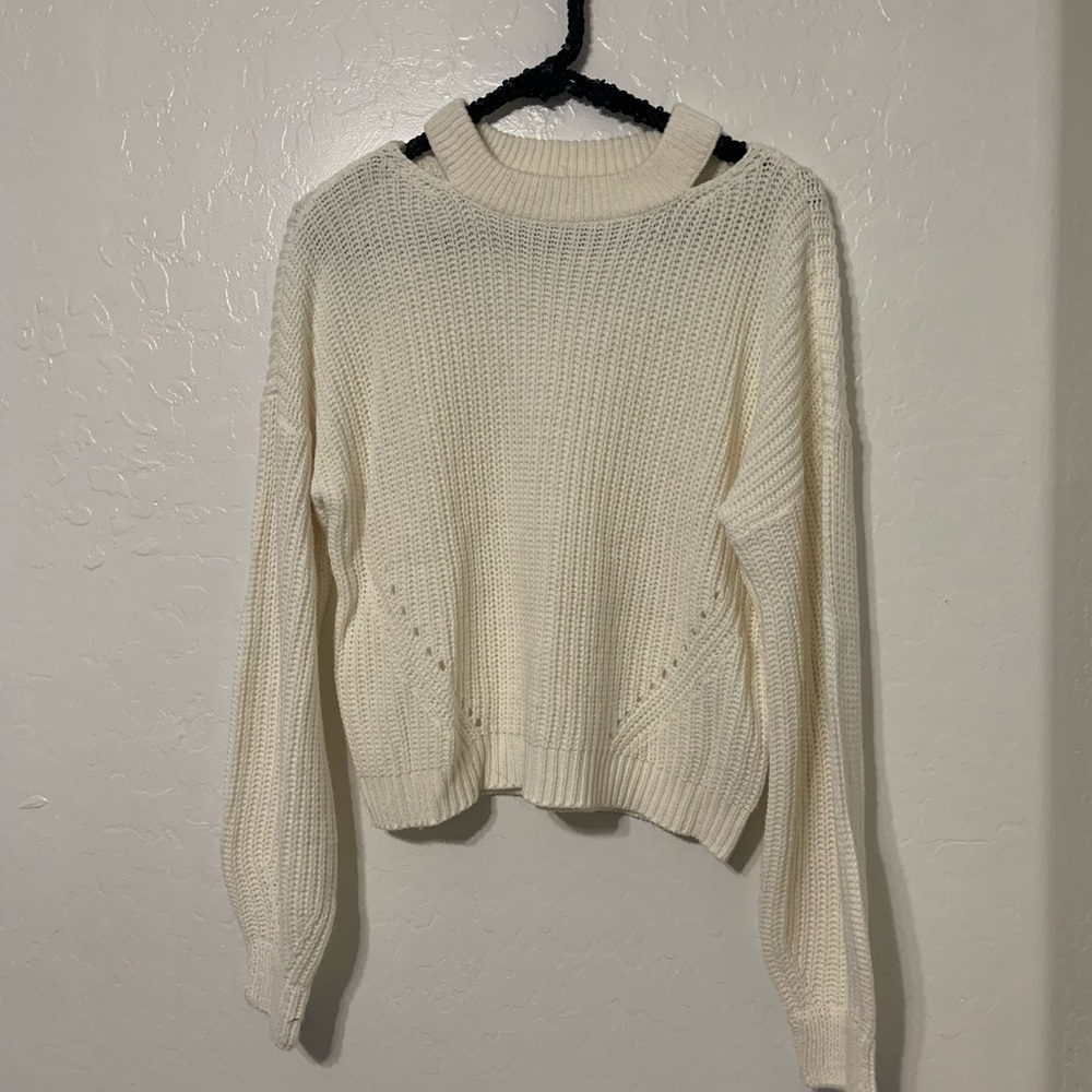 Full Circle Trends Peep Shoulder Crop Sweater